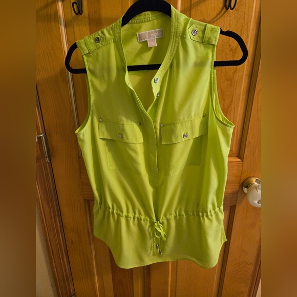 Michael Kors Green Sleeveless Tunic with Mandarin Collar - Picture 3 of 9